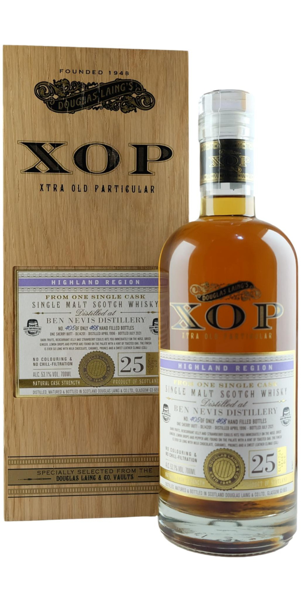 Douglas Laings Xtra Old Particular Ben Nevis 1996 25-Year-Old Single Malt Scotch Whisky - The Oak Barrel