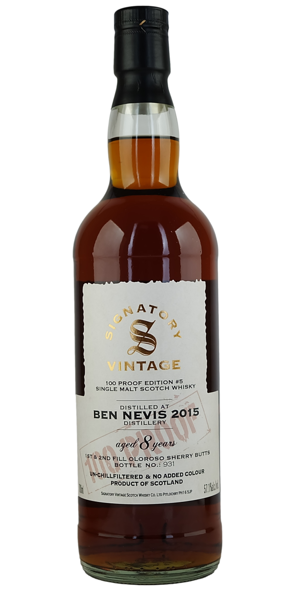 Signatory Vintage Ben Nevis 100 Proof Collection 2015 8 Year-Old Single Malt Scotch Whisky - The Oak Barrel