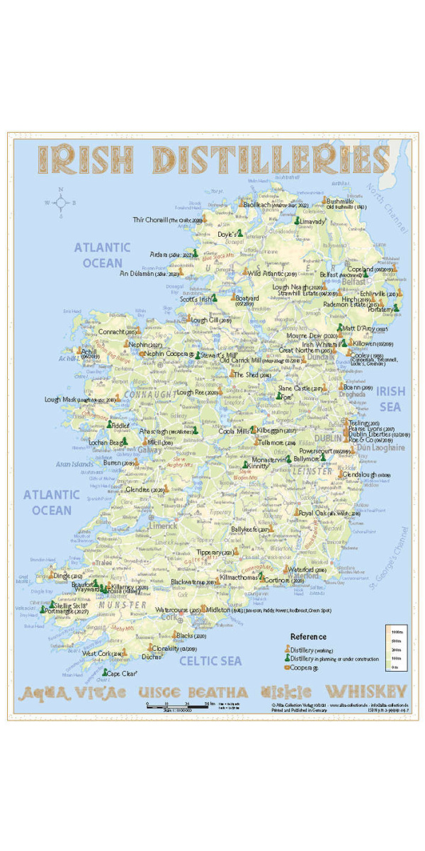 Irish Distilleries Whisky Map (Standard Edition) - The Oak Barrel