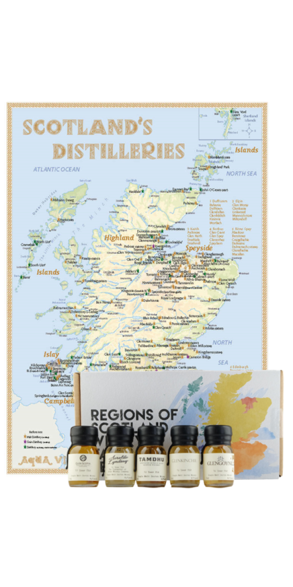 Regions of Scotland Tasting Set & Distillery Map Gift Pack - The Oak Barrel