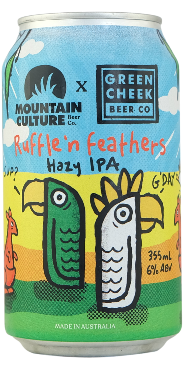 Mountain Culture x Green Cheek 'Ruffle'n Feathers' Hazy IPA 355ml 6.0% - The Oak Barrel